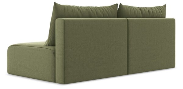 Zielona aksamitna rozkładana sofa ze schowkiem 216 cm Kalena – Makamii