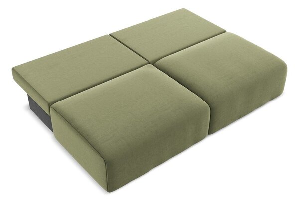 Zielona aksamitna rozkładana sofa ze schowkiem 216 cm Kalena – Makamii