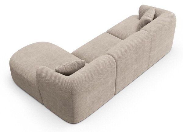 Jasnobrązowy sztruksowy narożnik (prawostronny/z szezlongiem) Campi – Cosmopolitan Design