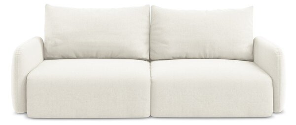 Kremowa aksamitna rozkładana sofa ze schowkiem 238 cm Kalena – Makamii