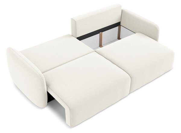 Kremowa aksamitna rozkładana sofa ze schowkiem 238 cm Kalena – Makamii