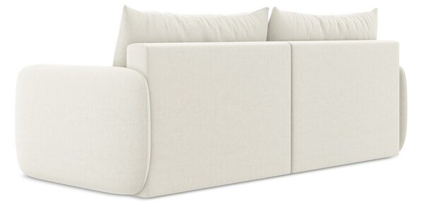 Kremowa aksamitna rozkładana sofa ze schowkiem 238 cm Kalena – Makamii