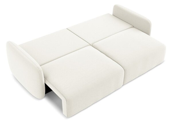 Kremowa aksamitna rozkładana sofa ze schowkiem 238 cm Kalena – Makamii
