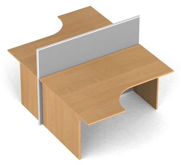 Zestaw parawanów biurowych ze stołem ergonomicznym, tekstylny, 2 miejsca, buk