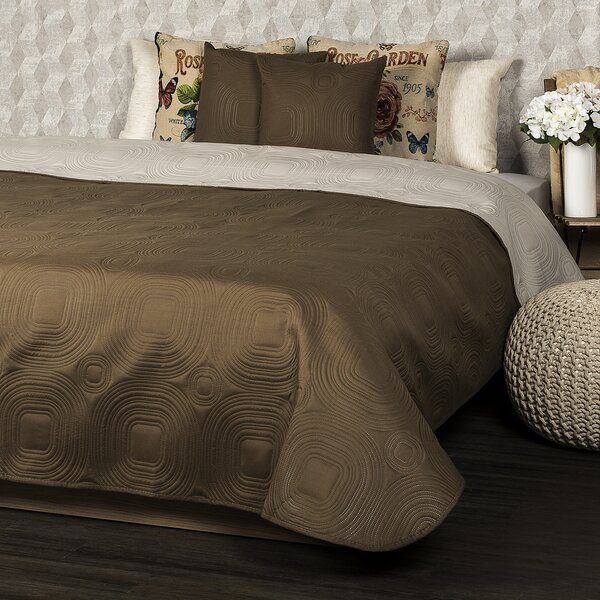 Narzuta na łóżko Doubleface ciemnobrązowy/jasnobrązowy, 220 x 240 cm, 2x 40 x 40 cm