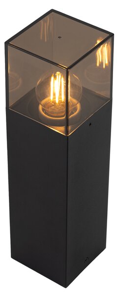 Stojąca lampa zewnętrzna czarna z kloszem w kolorze dymionym 30 cm - Denmark
