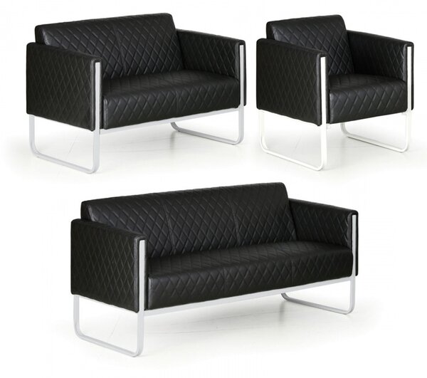 Sofa CASUAL, 3 miejscowa, czarna, biała konstrukcja