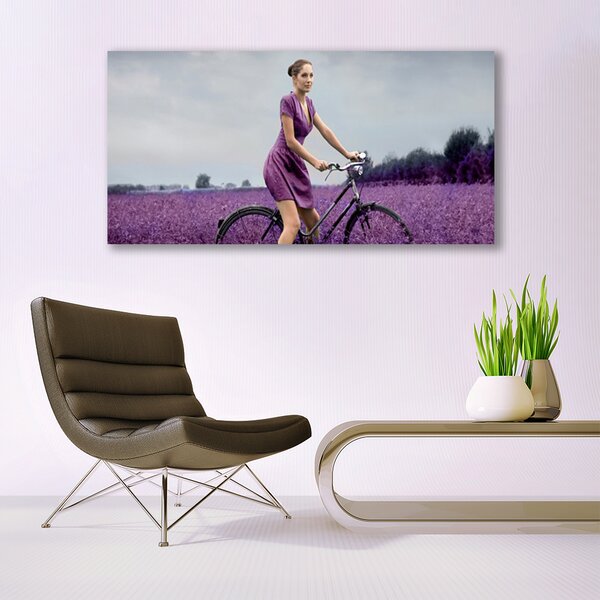Obraz Canvas Kobieta Rower Łąka Człowiek