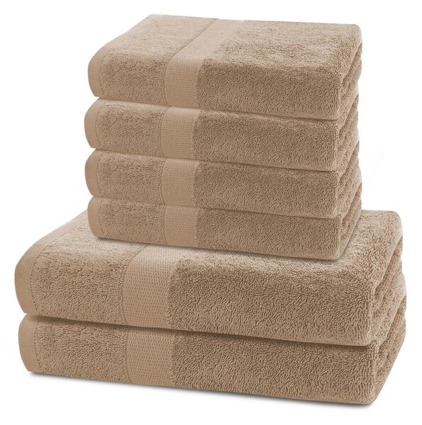 DecoKing Komplet ręczników Marina jasnobrązowy, 4 szt. 50 x 100 cm, 2 szt. 70 x 140 cm