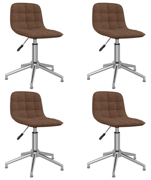 Obrotowe krzesła stołowe, 4 szt., brązowe, obite tkaniną