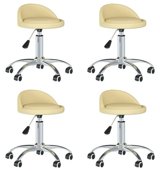Obrotowe krzesła stołowe, 4 szt., kremowe, obite sztuczną skórą