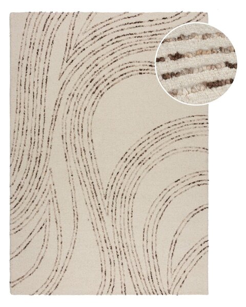 Brązowy/kremowy wełniany dywan 120x170 cm Abstract Swirl – Flair Rugs