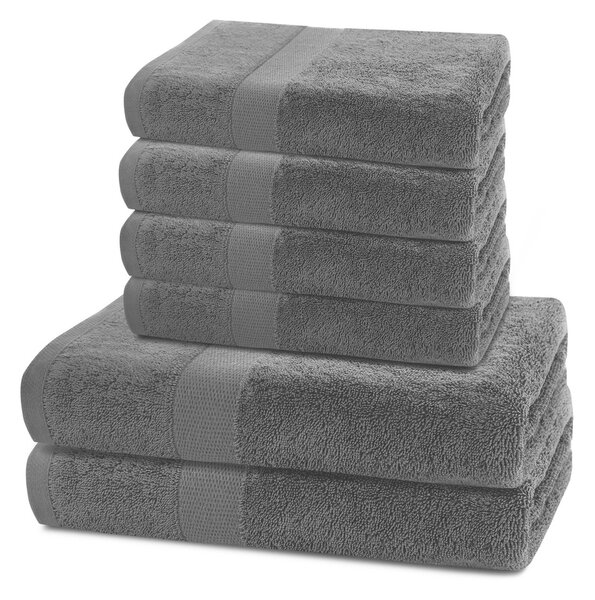 DecoKing Zestaw ręczników Marina charcoal, 4 szt. 50 x 100 cm, 2 szt. 70 x 140 cm