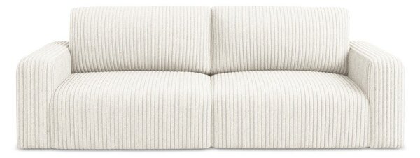 Kremowa sztruksowa rozkładana sofa ze schowkiem 252 cm Kona – Makamii