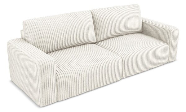 Kremowa sztruksowa rozkładana sofa ze schowkiem 252 cm Kona – Makamii