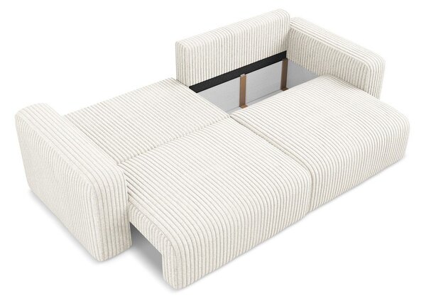 Kremowa sztruksowa rozkładana sofa ze schowkiem 252 cm Kona – Makamii