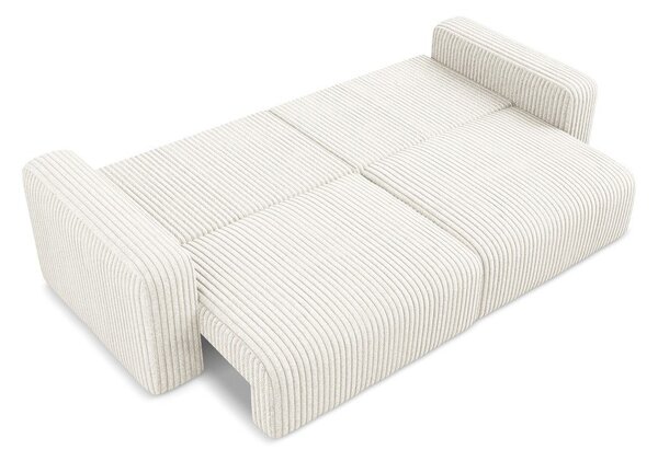 Kremowa sztruksowa rozkładana sofa ze schowkiem 252 cm Kona – Makamii
