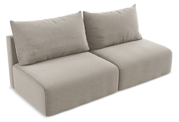 Szarobrązowa aksamitna rozkładana sofa ze schowkiem 216 cm Kalena – Makamii