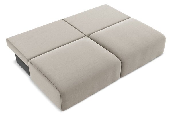 Szarobrązowa aksamitna rozkładana sofa ze schowkiem 216 cm Kalena – Makamii