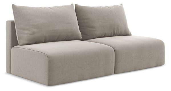 Szarobrązowa aksamitna rozkładana sofa ze schowkiem 216 cm Kalena – Makamii