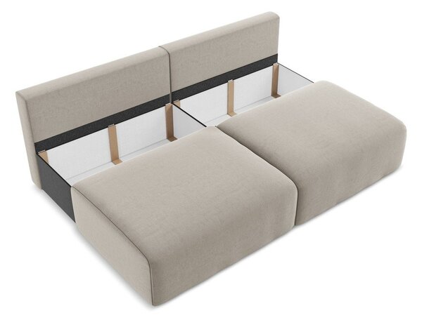 Szarobrązowa aksamitna rozkładana sofa ze schowkiem 216 cm Kalena – Makamii