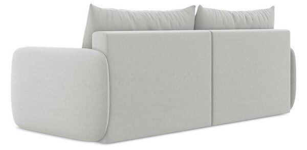 Jasnoszara aksamitna rozkładana sofa ze schowkiem 238 cm Kalena – Makamii