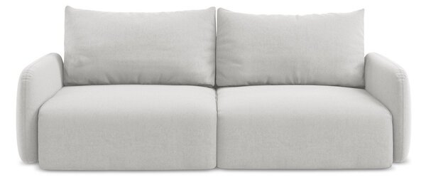 Jasnoszara aksamitna rozkładana sofa ze schowkiem 238 cm Kalena – Makamii