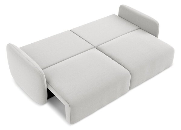 Jasnoszara aksamitna rozkładana sofa ze schowkiem 238 cm Kalena – Makamii