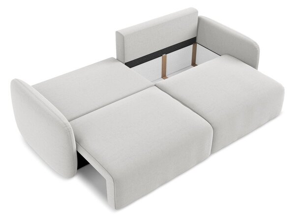 Jasnoszara aksamitna rozkładana sofa ze schowkiem 238 cm Kalena – Makamii
