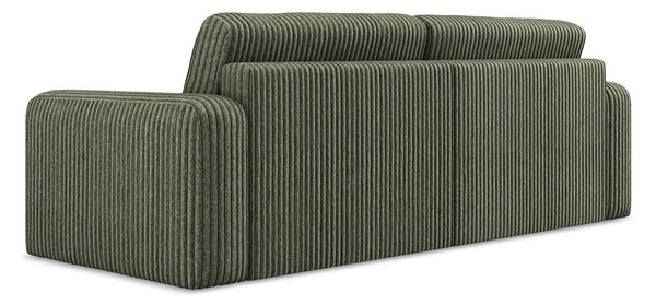Zielona sztruksowa rozkładana sofa ze schowkiem 252 cm Kona – Makamii