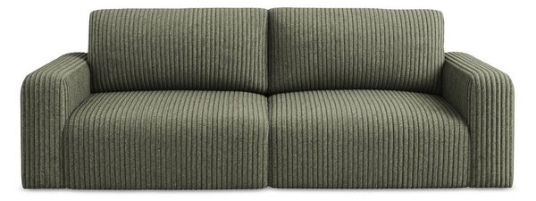 Zielona sztruksowa rozkładana sofa ze schowkiem 252 cm Kona – Makamii