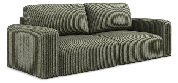 Zielona sztruksowa rozkładana sofa ze schowkiem 252 cm Kona – Makamii