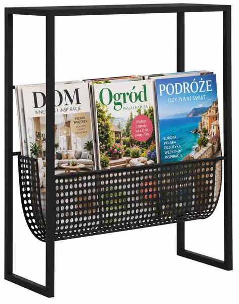 Czarny stalowy stojak na gazety E9-K36
