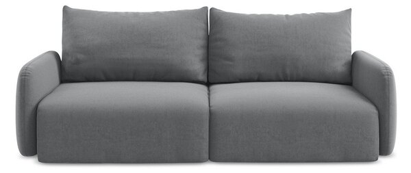 Szara aksamitna rozkładana sofa ze schowkiem 238 cm Kalena – Makamii