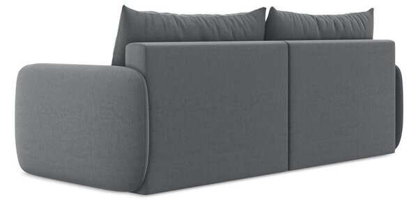 Szara aksamitna rozkładana sofa ze schowkiem 238 cm Kalena – Makamii