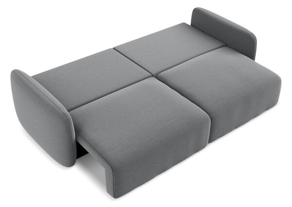 Szara aksamitna rozkładana sofa ze schowkiem 238 cm Kalena – Makamii