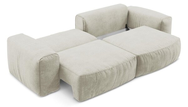 Beżowa rozkładana sofa z tkaniny szenilowej 275 cm Kuki – Makamii