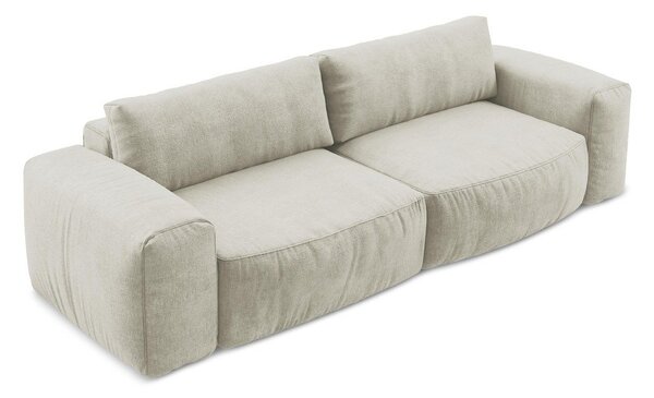 Beżowa rozkładana sofa z tkaniny szenilowej 275 cm Kuki – Makamii