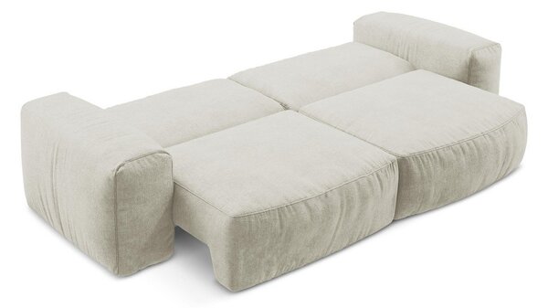 Beżowa rozkładana sofa z tkaniny szenilowej 275 cm Kuki – Makamii