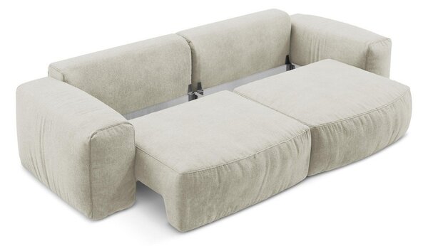 Beżowa rozkładana sofa z tkaniny szenilowej 275 cm Kuki – Makamii