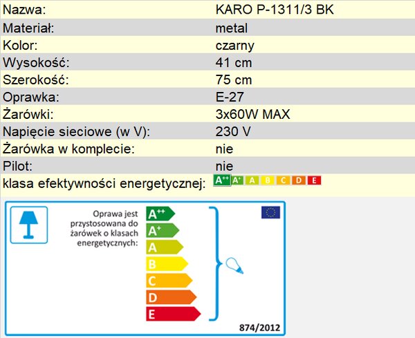 Plafon industrial KARO P-1311/3 BK