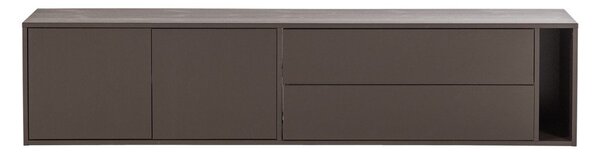 Ciemnobrązowa szafka pod TV z litego drewna sosnowego 200x45x44 cm Settle Down – vtwonen