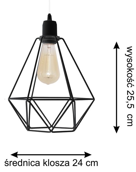 Lampa wisząca metalowa druciana KARO W-L 1311/3 BK-B
