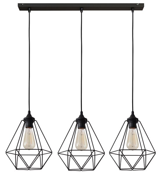 Lampa wisząca metalowa druciana KARO W-L 1311/3 BK-B