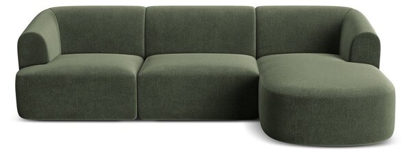 Zielony aksamitny narożnik (prawostronny/z szezlongiem) Campi – Cosmopolitan Design