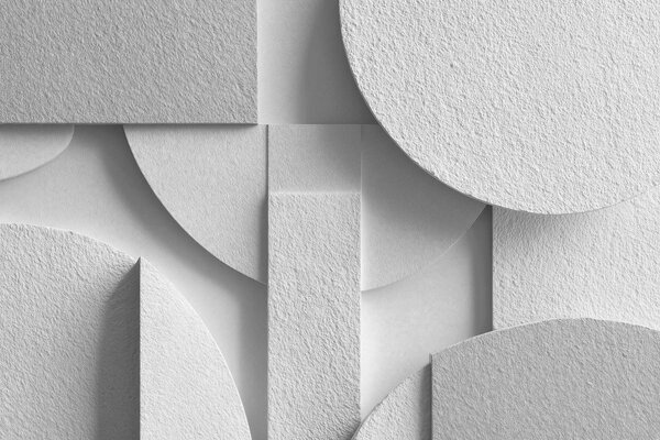 Fototapety Abstrakcyjna kompozycja z białymi trójwymiarowymi kształtami geometrycznymi, Fototapety Geometryczne, w04395v1 : Uwalls.pl