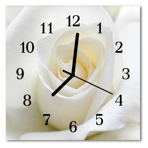 Zegar ścienny kwadrat Biała róża