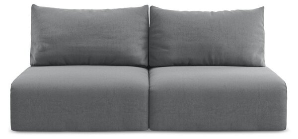Szara aksamitna rozkładana sofa ze schowkiem 216 cm Kalena – Makamii