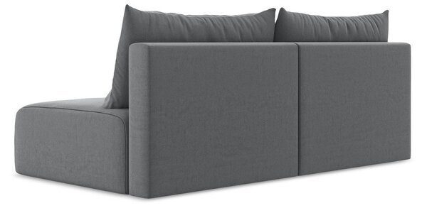 Szara aksamitna rozkładana sofa ze schowkiem 216 cm Kalena – Makamii
