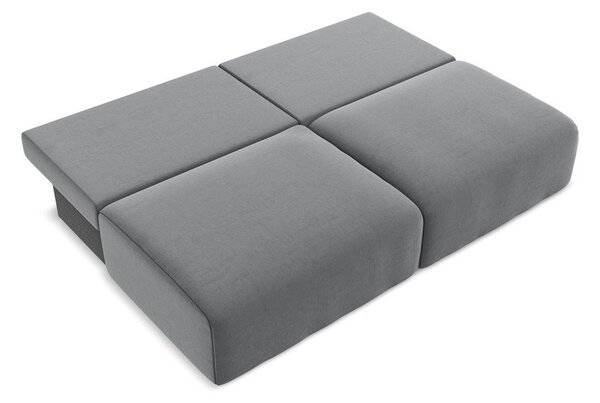 Szara aksamitna rozkładana sofa ze schowkiem 216 cm Kalena – Makamii